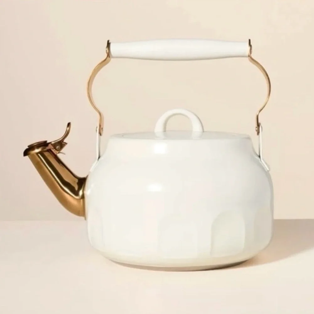 Hearth & Hand Magnolia 2qt Stainless Steel Arch Cutout Teapot Cream NEW